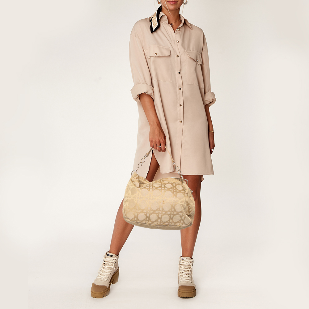 

Dior Beige Cannage Canvas and Leather Lady Dior Hobo