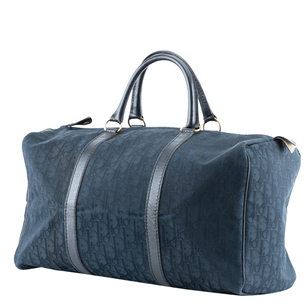 

Dior Navy Blue Trotter Canvas Boston Bag