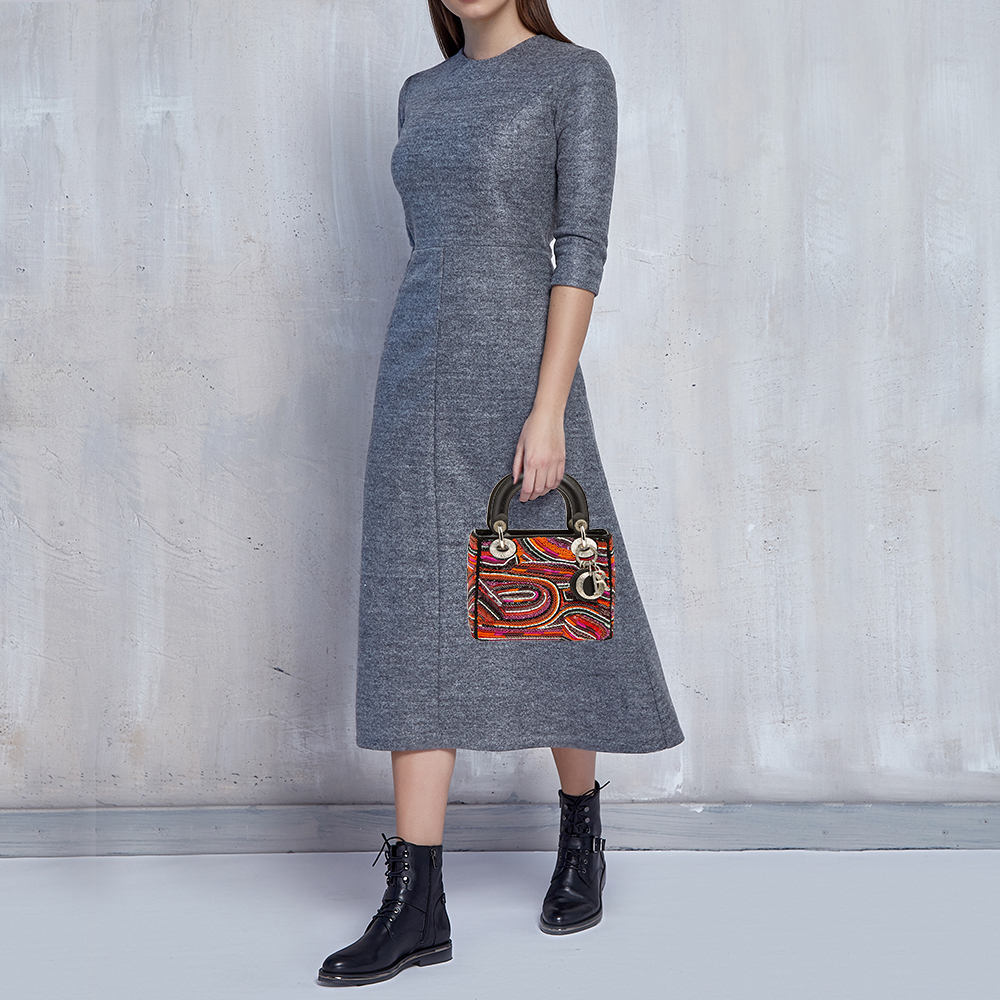 

Dior Multicolor Leather Embroidered Lady Dior Tote
