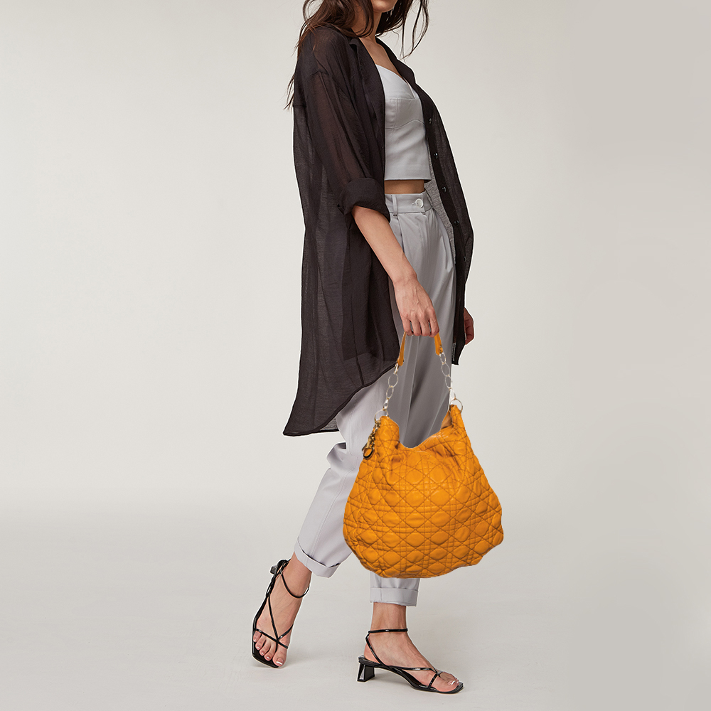 

Dior Orange Quilted Cannage Soft Leather Large Hobo