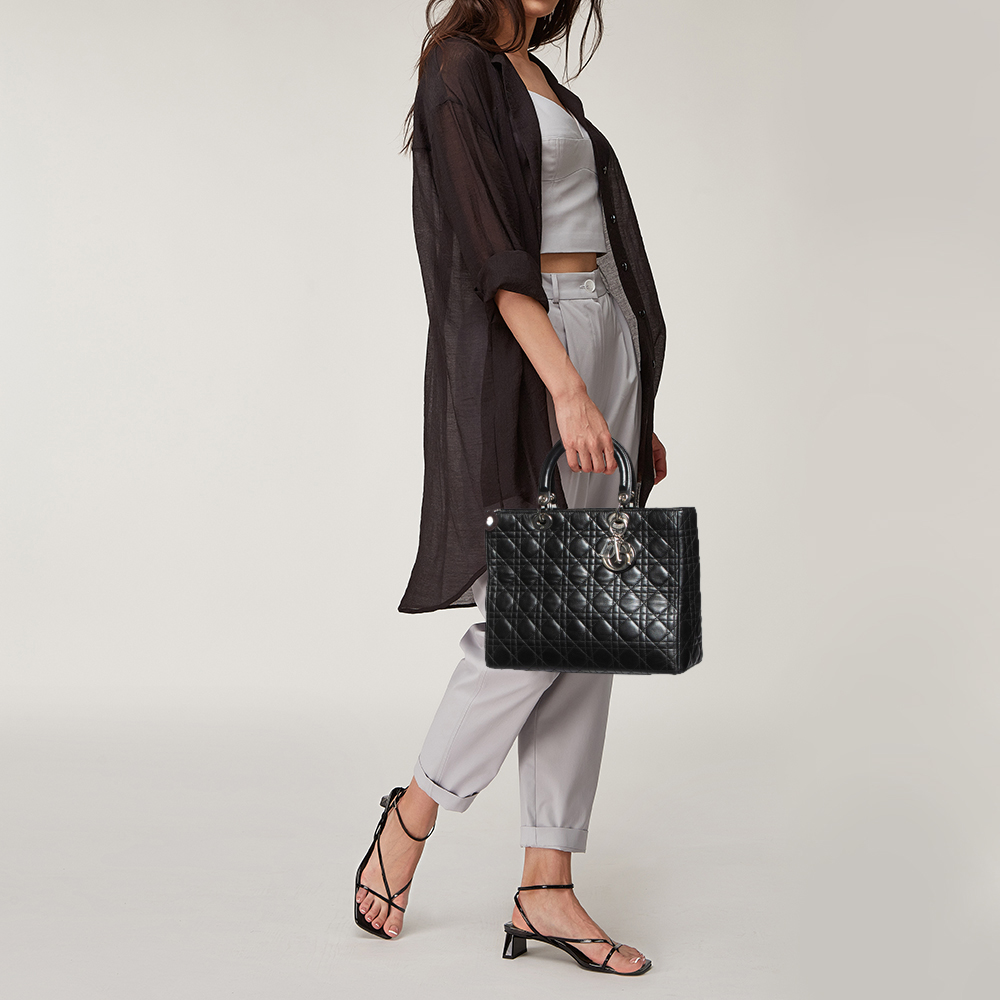 

Dior Black Cannage Leather Large Lady Dior Tote