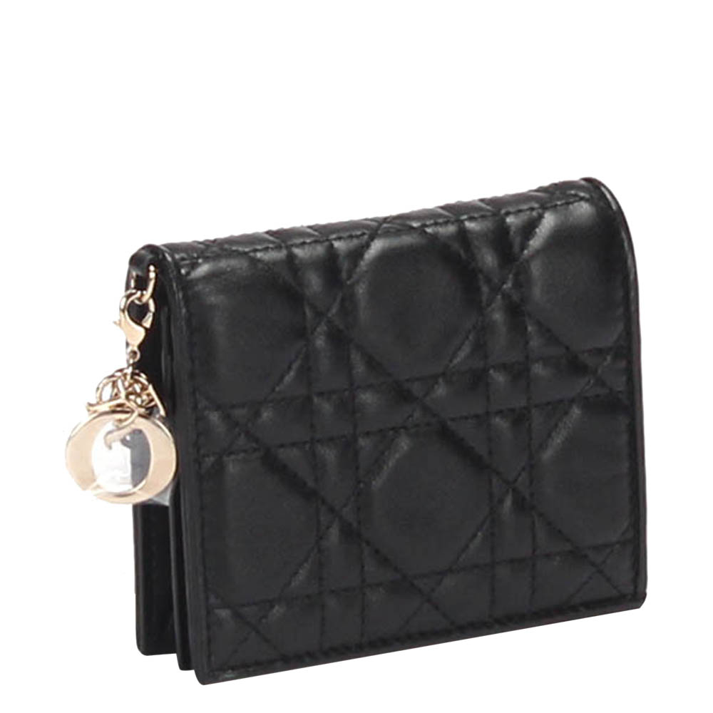 

Dior Black Leather Mini Lady Dior Wallet