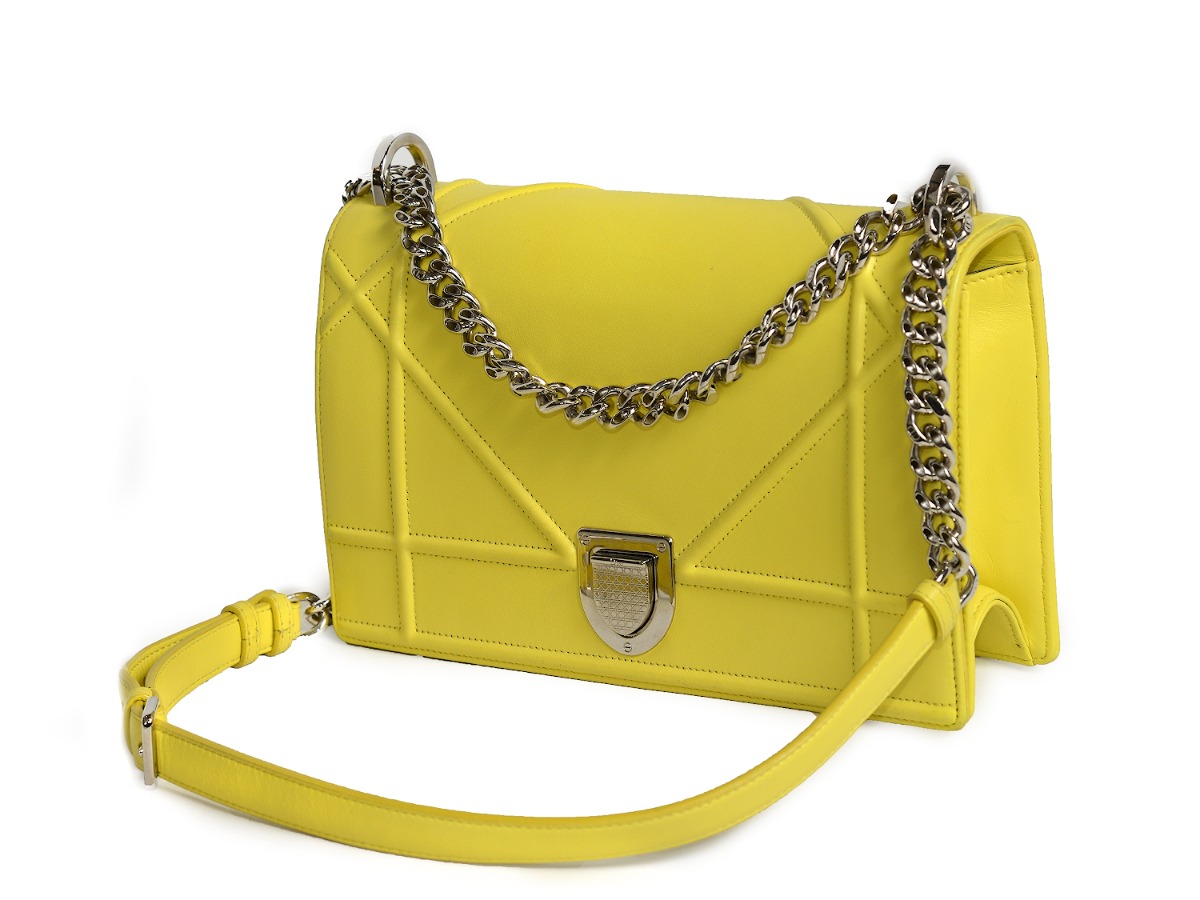 

Dior Yellow Leather Diorama Bag