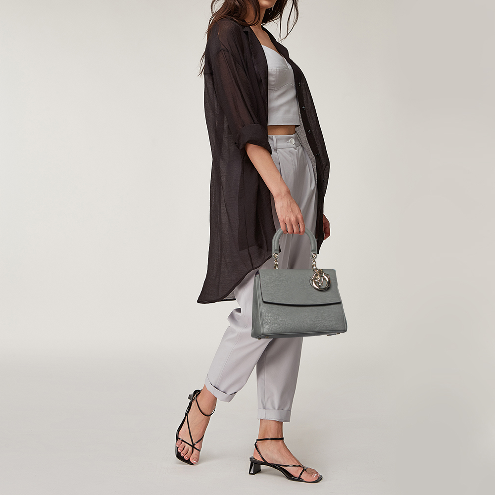 

Dior Grey Leather Small Be Dior Top Handle Bag