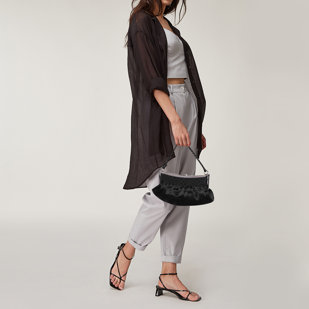 

Dior Black Satin Limited Edition Baguette Bag