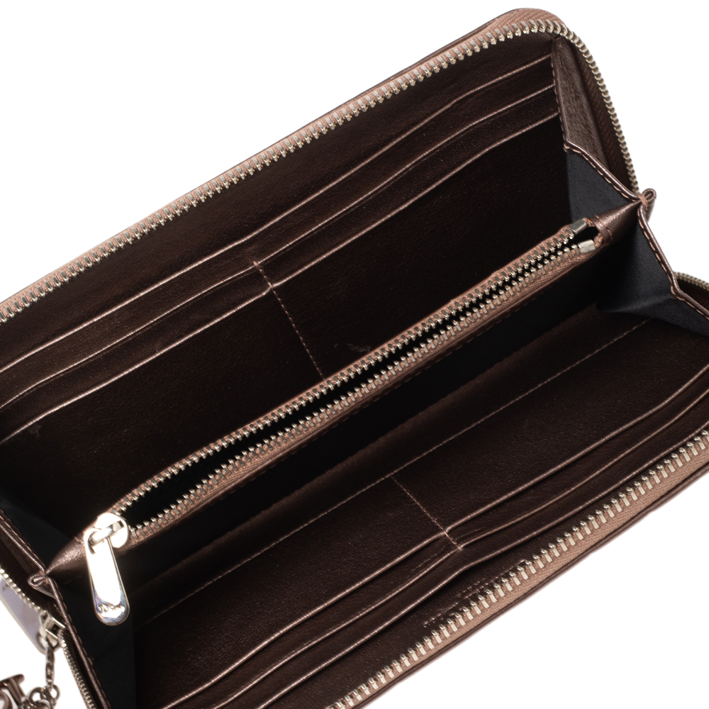 

Dior Rose Gold Patent Cannage Leather Zip Around Wallet