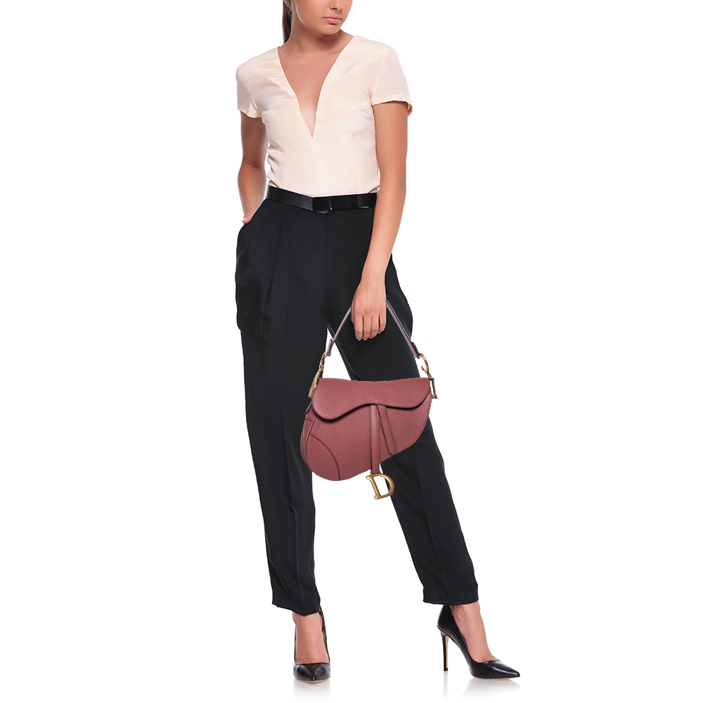 

Dior Dark Pink Leather Saddle Bag