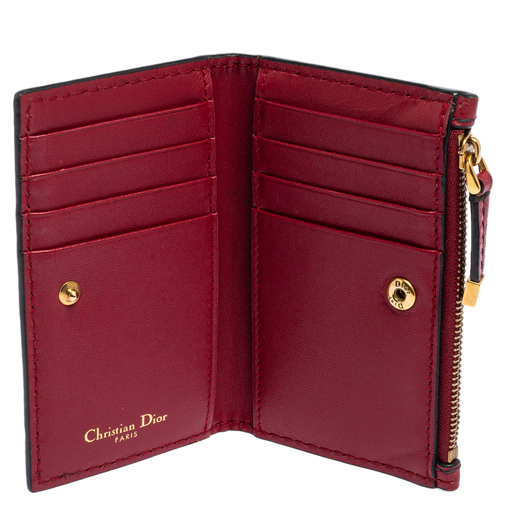 

Dior Red Leather D Bee Bifold Wallet