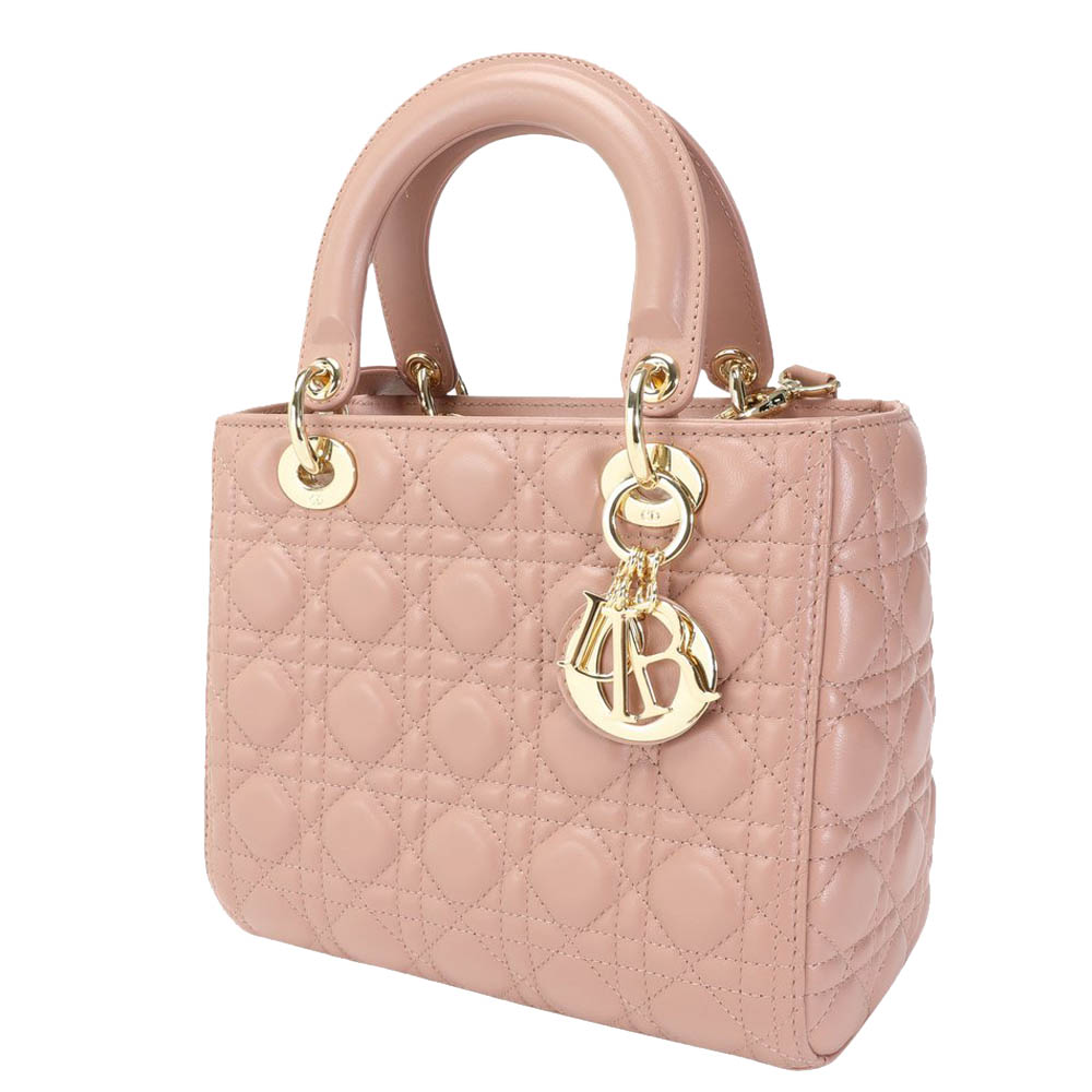 

Dior Pink Cannage Leather Lady Dior Medium Bag