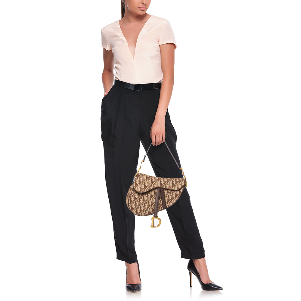 

Dior Beige Oblique Canvas and Leather Saddle Bag