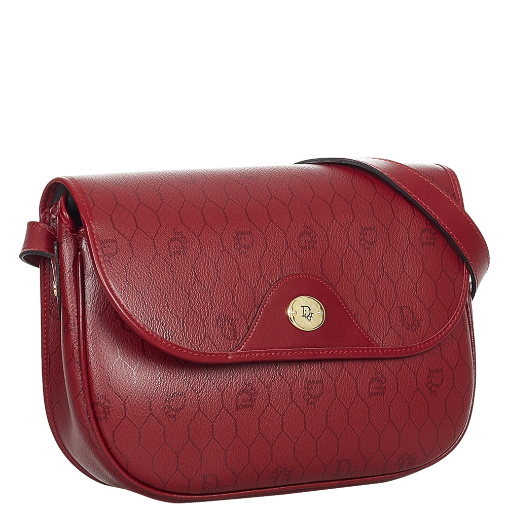 

Dior Red Honeycomb Leather Crossbody Bag
