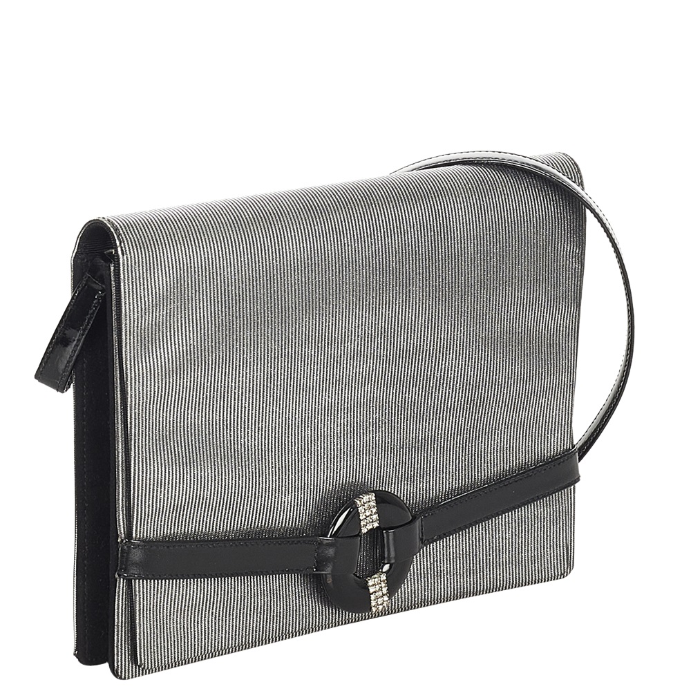 

Dior Silver/Black Plastic PVC Vintage Shoulder Bag