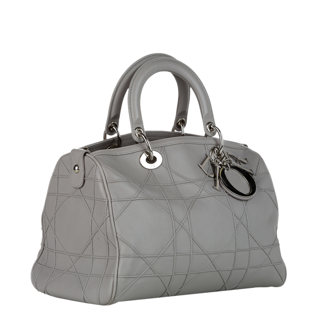 

Dior Grey Cannage Leather Granville Polochon Handle Bag