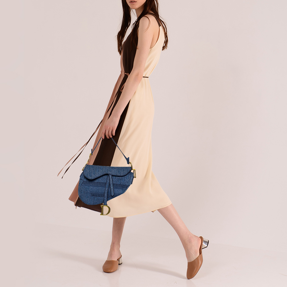 

Dior Blue Oblique Denim Saddle Bag