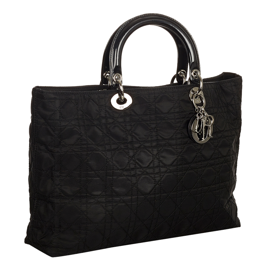 

Dior Black Nylon Cannage Lady Dior Tote Bag