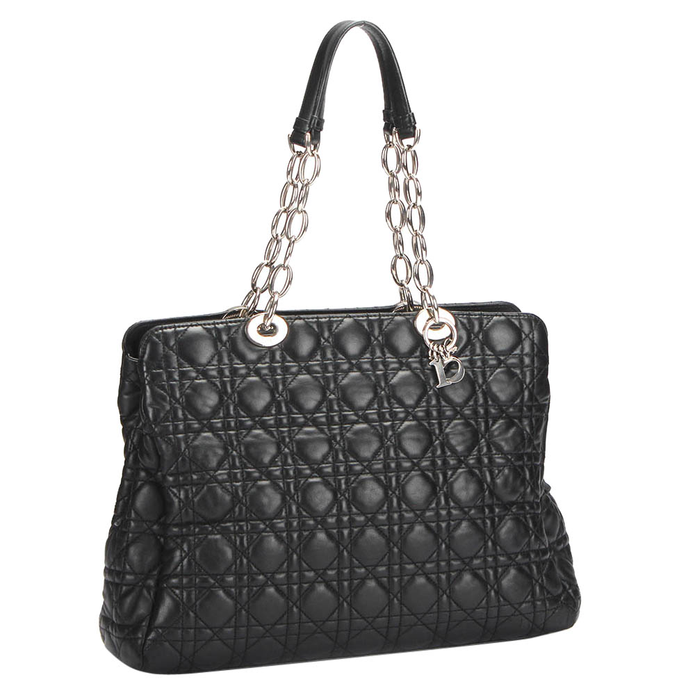 

Dior Black Calfskin Leather Cannage Soft Shopping Tote Bag