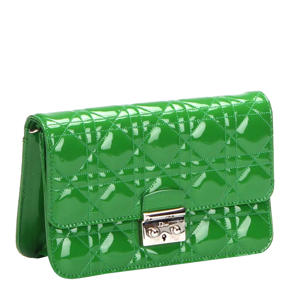 

Dior Green Patent Leather Cannage Miss Dior Pouch Crossbody Bag