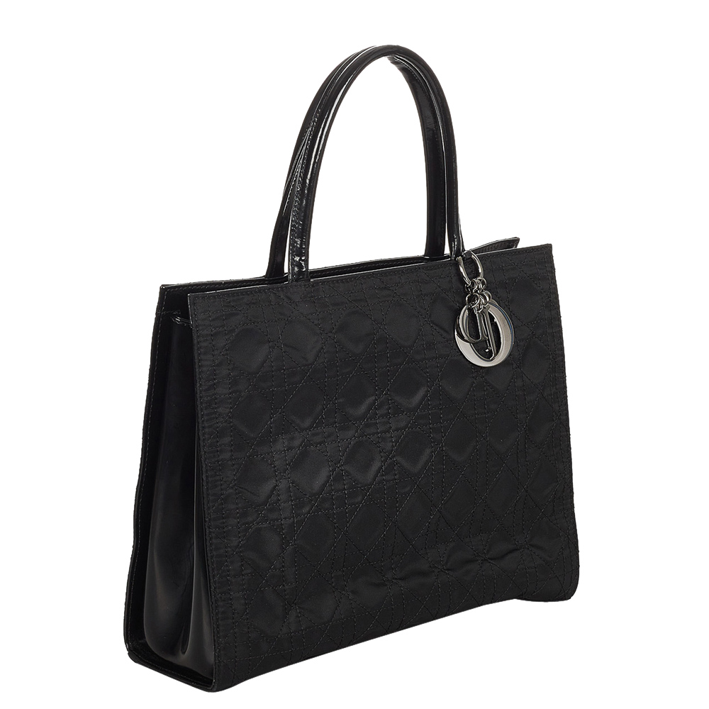 

Dior Black Fabric Nylon Cannage Tote Bag