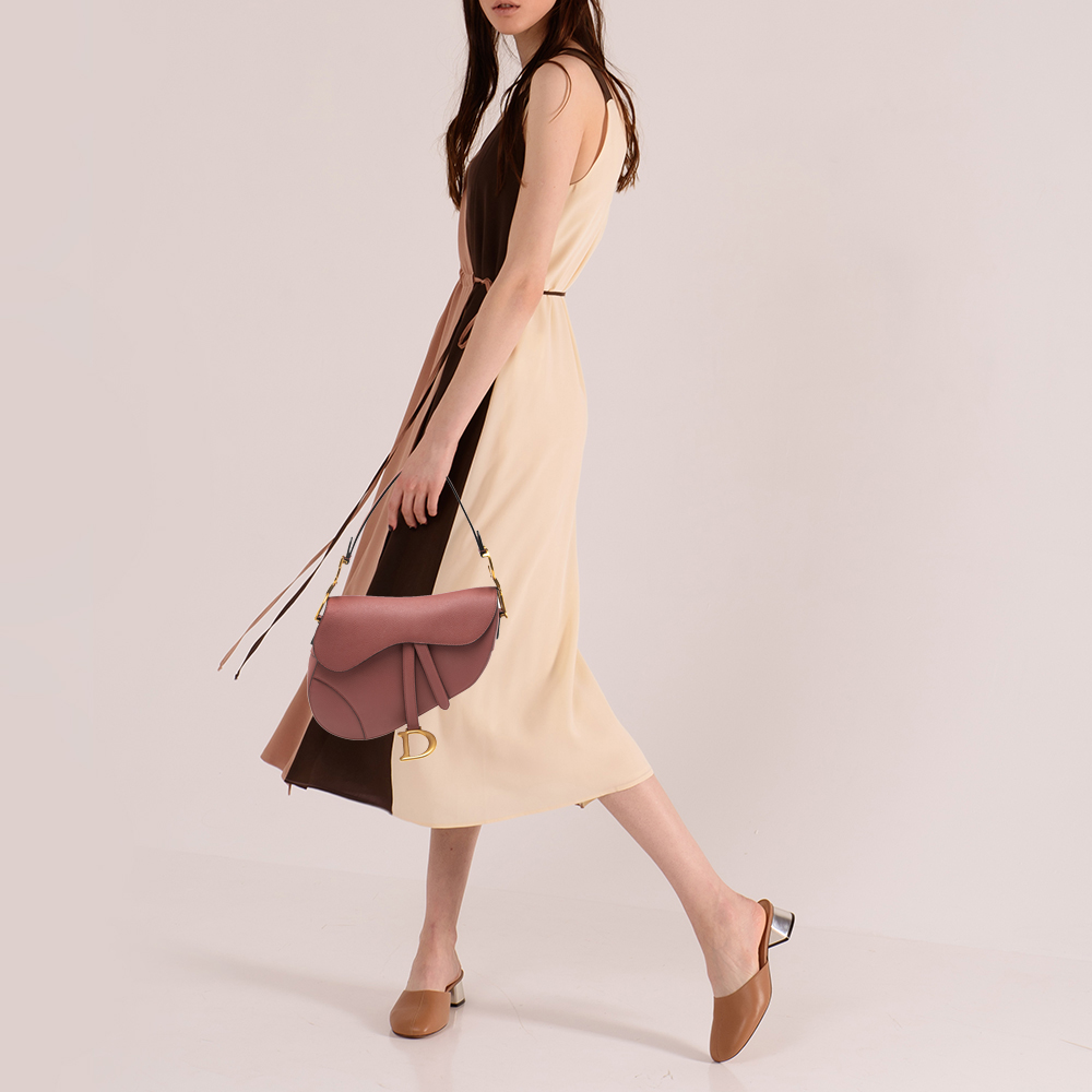 

Dior Old Rose Leather Saddle Shoulder Bag, Pink