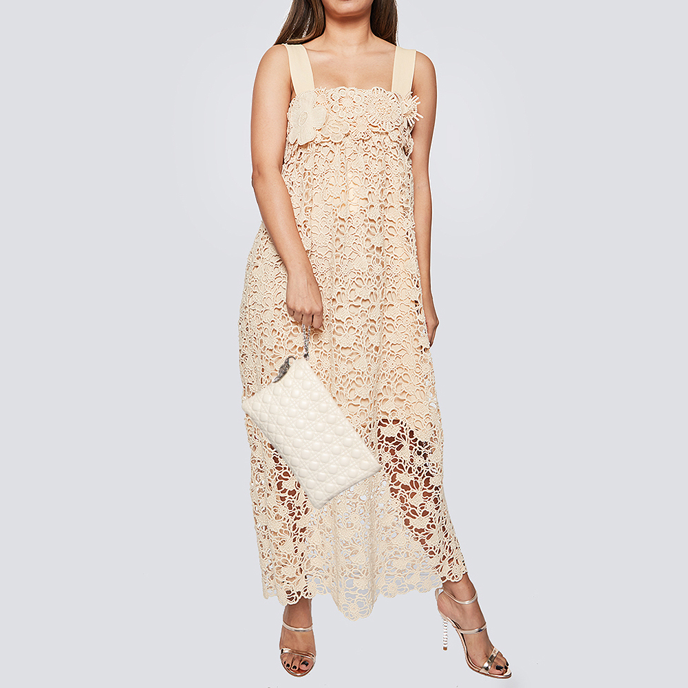 

Dior White Cannage Leather Panarea Zip Pouch