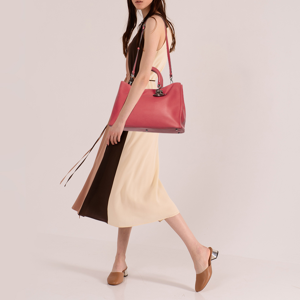 

Dior Coral Red Leather Large Diorissimo Shopper Tote, Orange