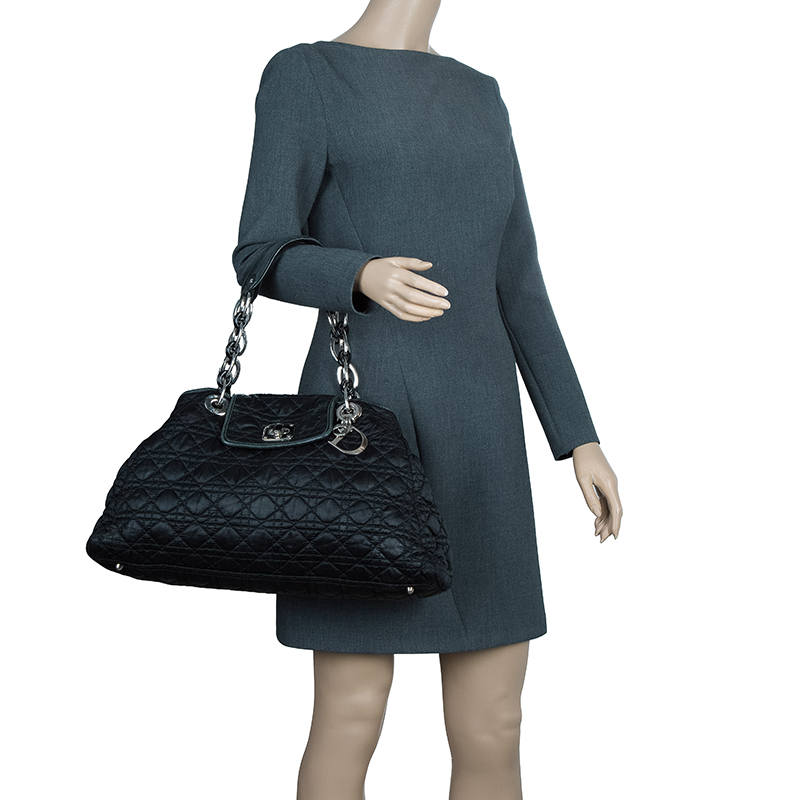 

Dior Black Cannage Quilted Satin Charming Lock Tote