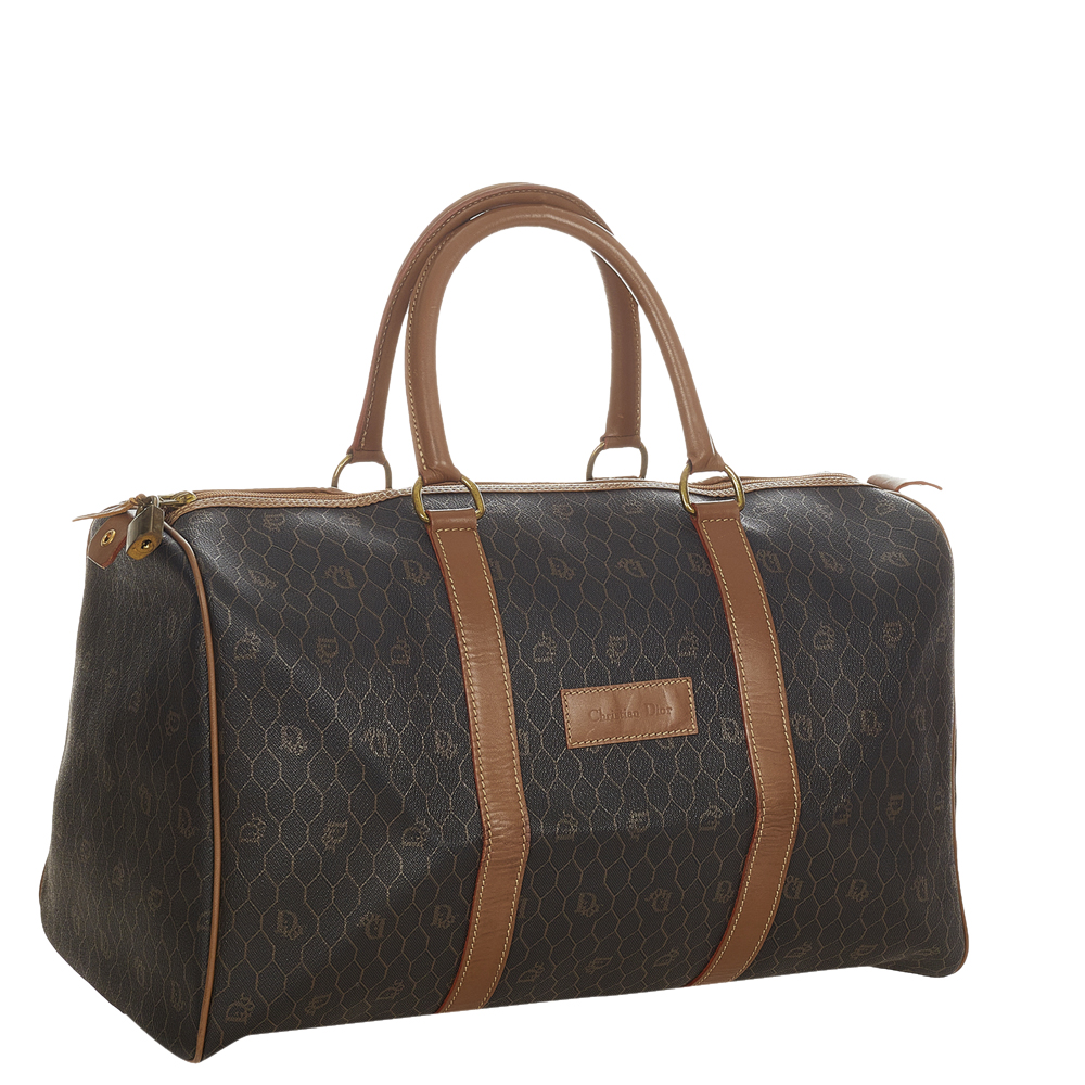 

Dior Brown Vintage Honeycomb Canvas Boston Bag