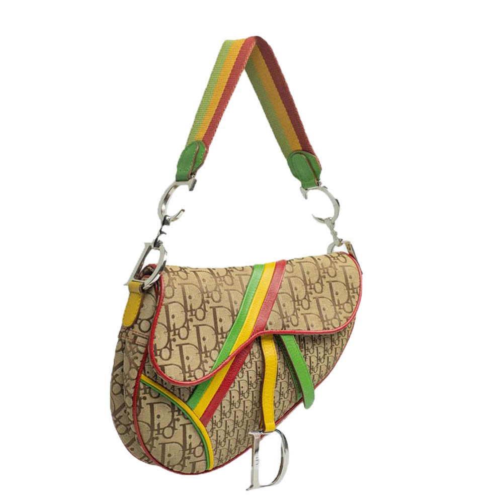 

Dior Brown Vintage Diorissimo Rasta Saddle Bag