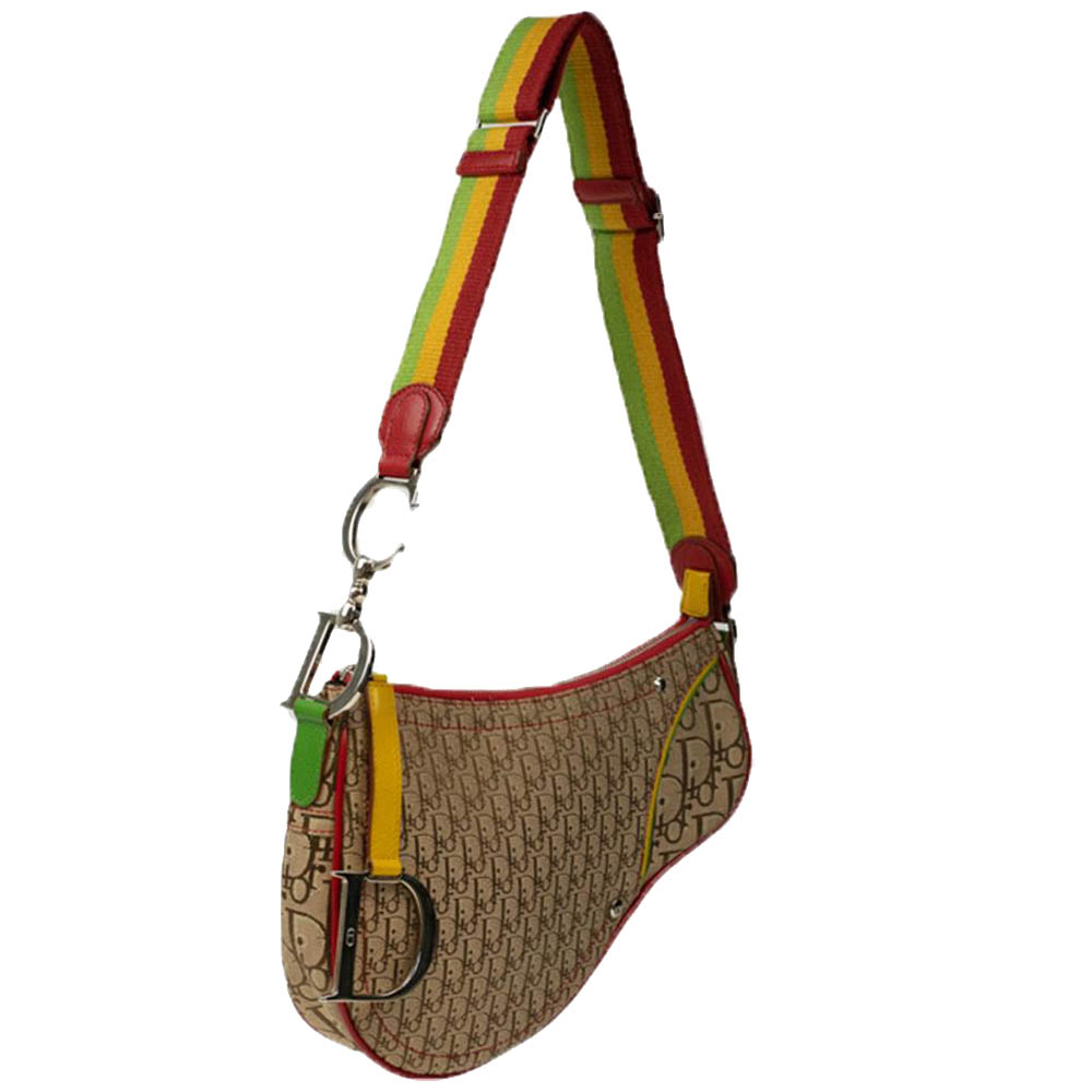 

Dior Brown Vintage Diorissimo Rasta Saddle Bag