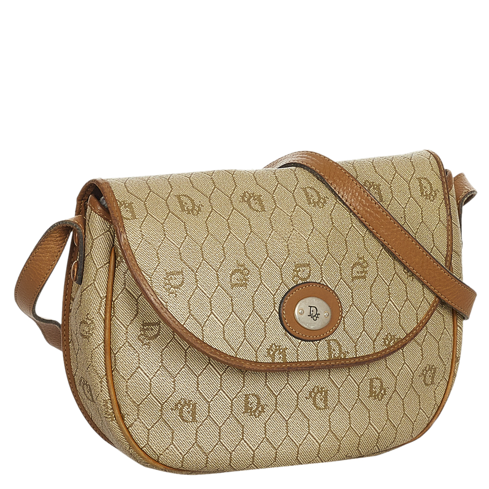 

Dior Brown/Beige Plastic PVC Leather Honeycomb Shoulder Bag