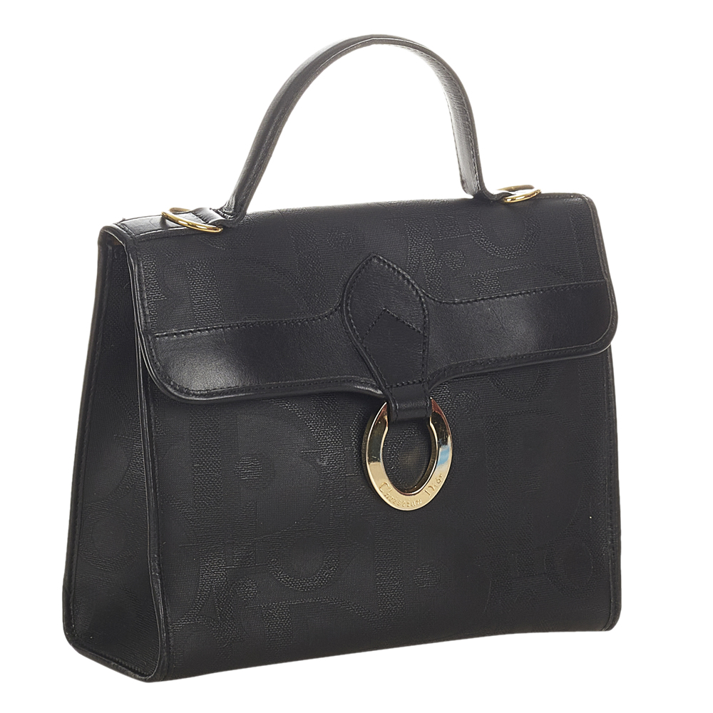 

Dior Black Calf Leather Oblique Top Handle Bag