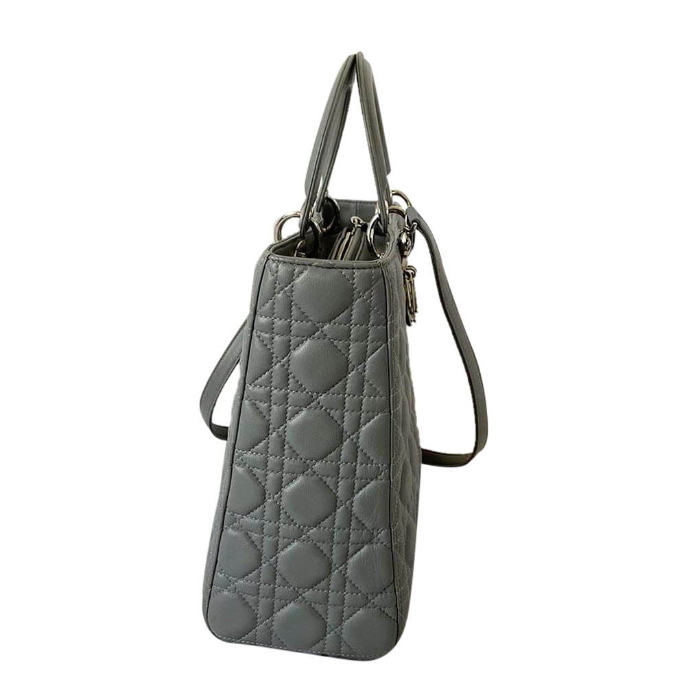 

Dior Grey Cannage Leather Lady Dior Large Bag
