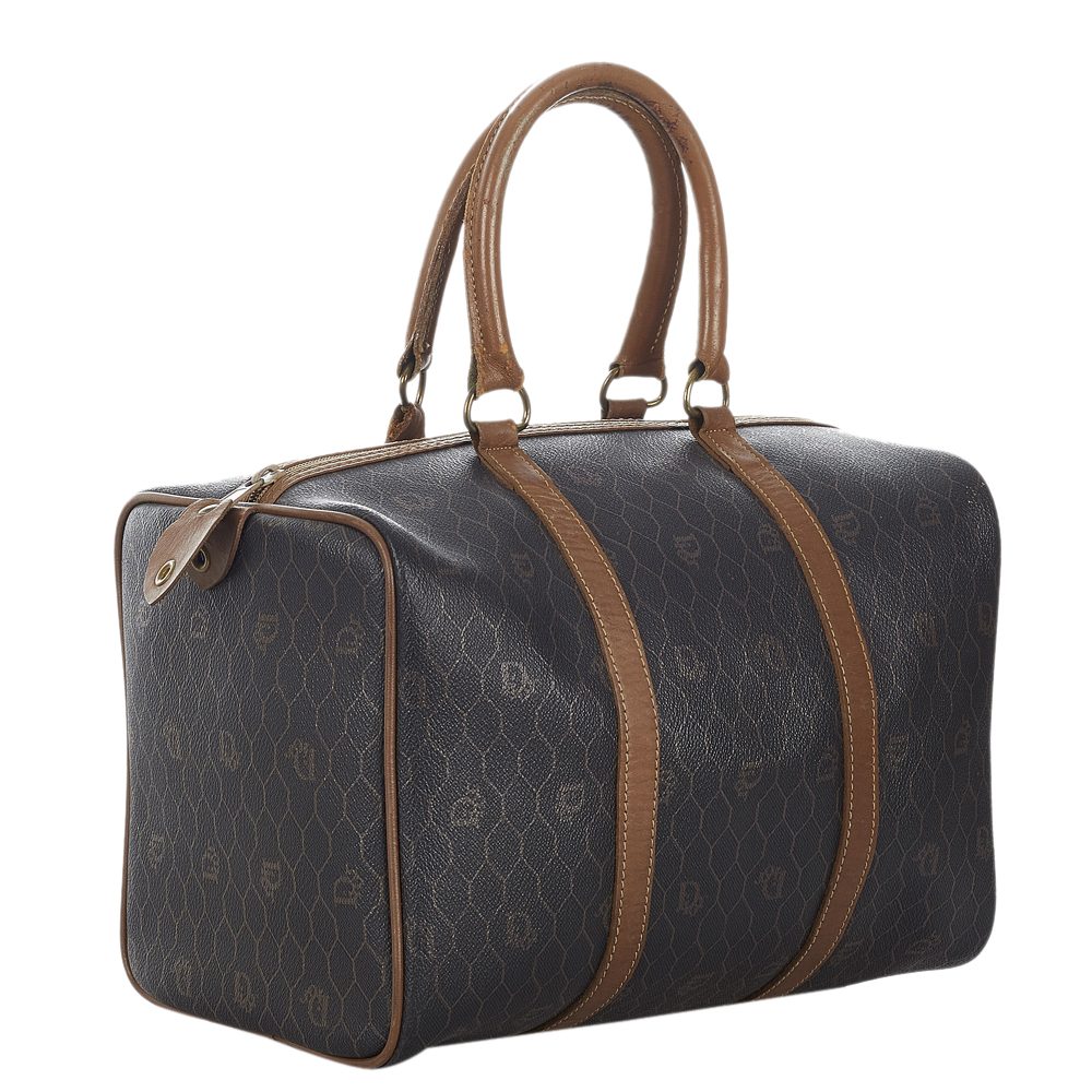 

Dior Black Vintage Honeycomb Canvas Satchel Bag
