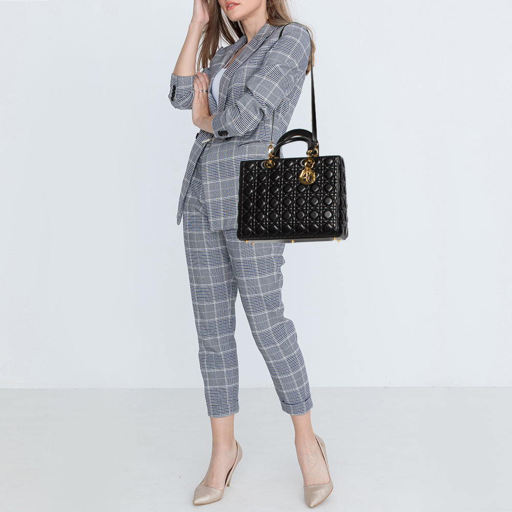 

Dior Black Cannage Leather Large Lady Dior Tote