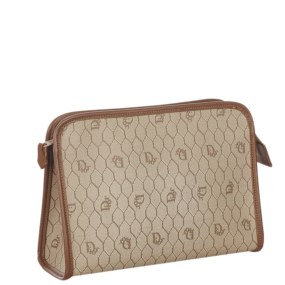 

Dior Brown/Beige Honeycomb Coated Canvas Clutch Bag