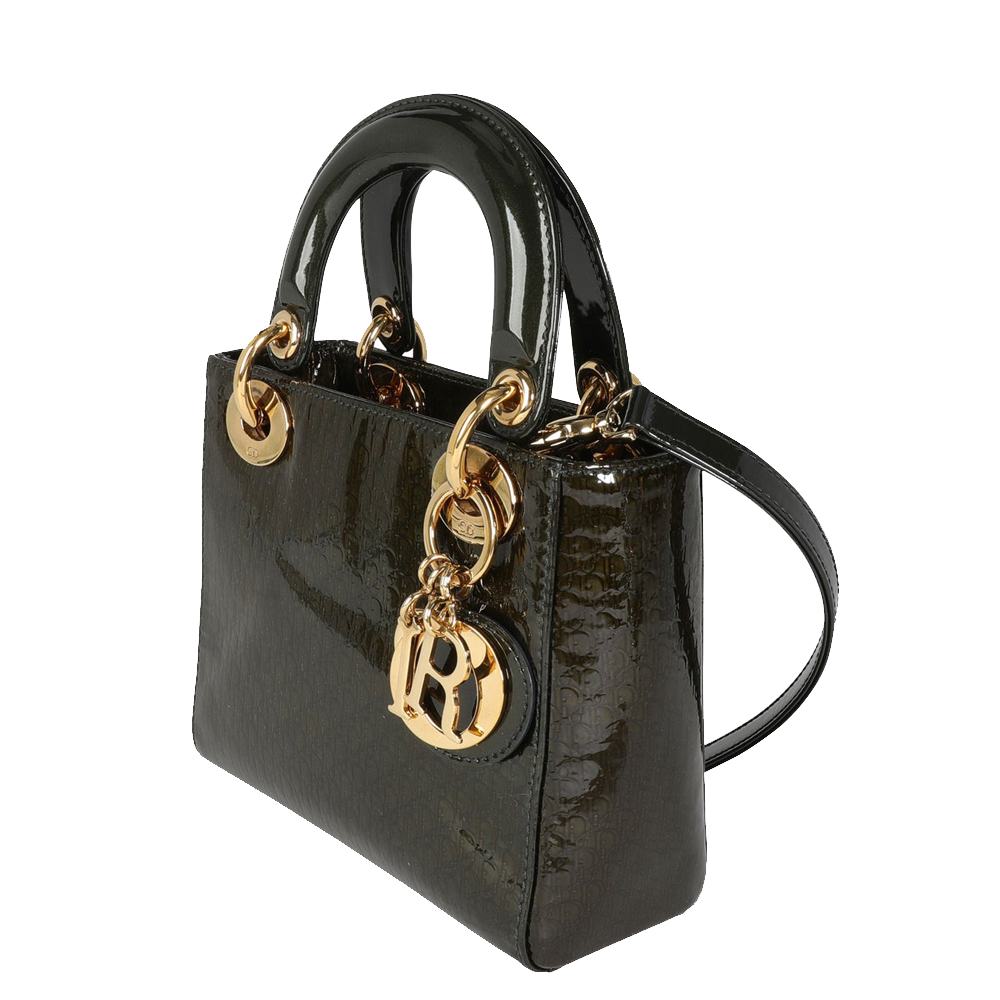 

Dior Olive Green Patent Leather Mini Lady Dior Bag