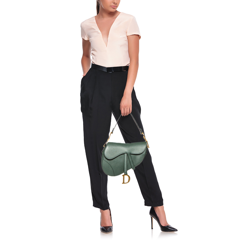 

Dior Green Leather Saddle Bag