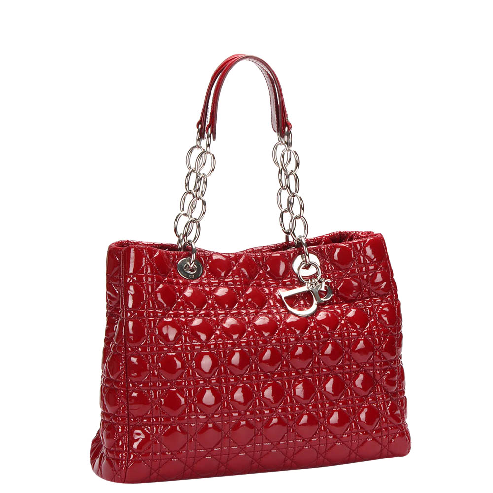 

Dior Red Cannage Soft Patent Leather Tote Bag