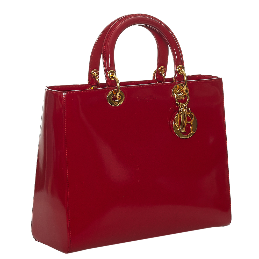 

Dior Red Shiny Leather Diorissimo Tote Bag