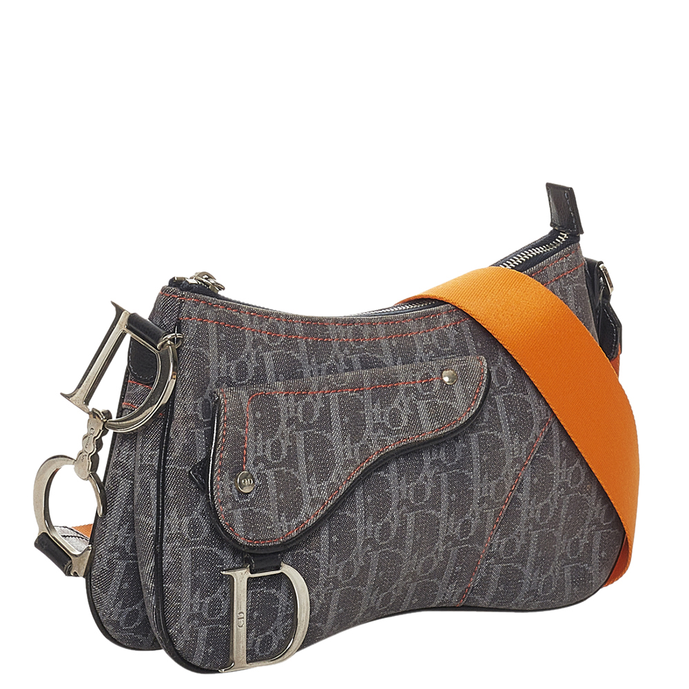 

Dior Blue Oblique Canvas Saddle Crossbody Bag, Multicolor