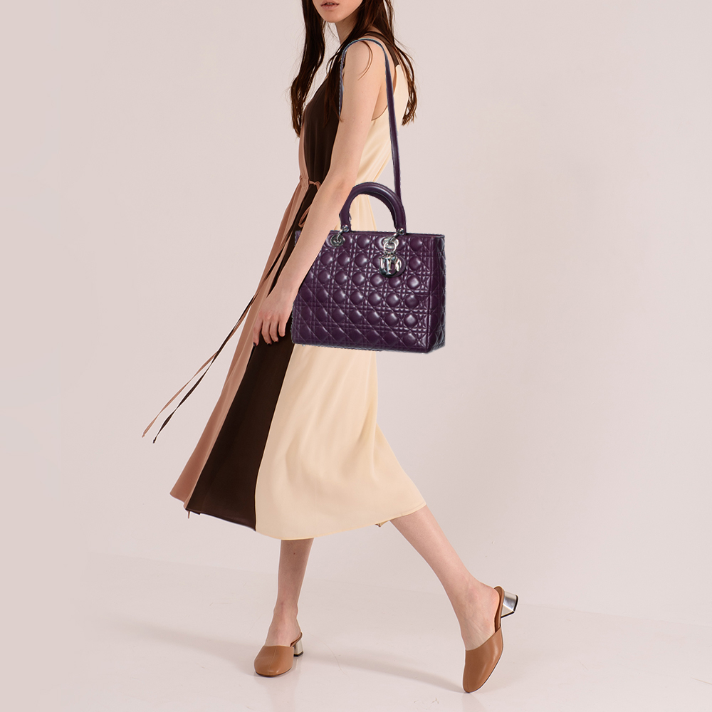 

Dior Purple Cannage Leather Large Lady Dior Tote