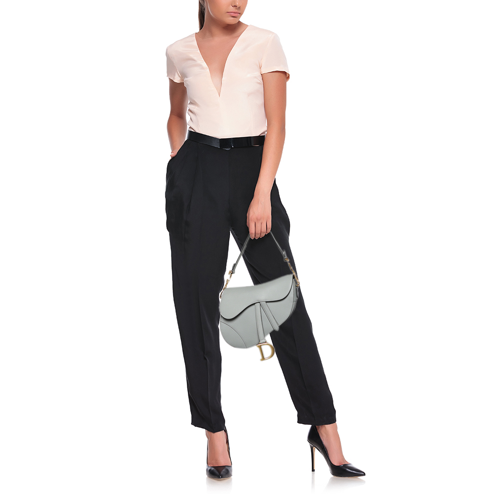 

Dior Grey Leather Saddle Shoulder Bag