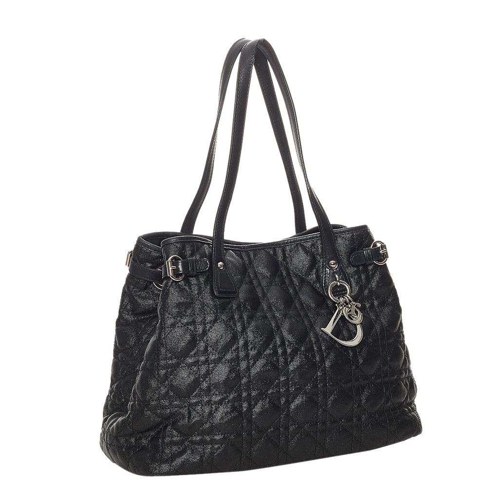 

Dior Black Cannage Leather Panarea Tote Bag