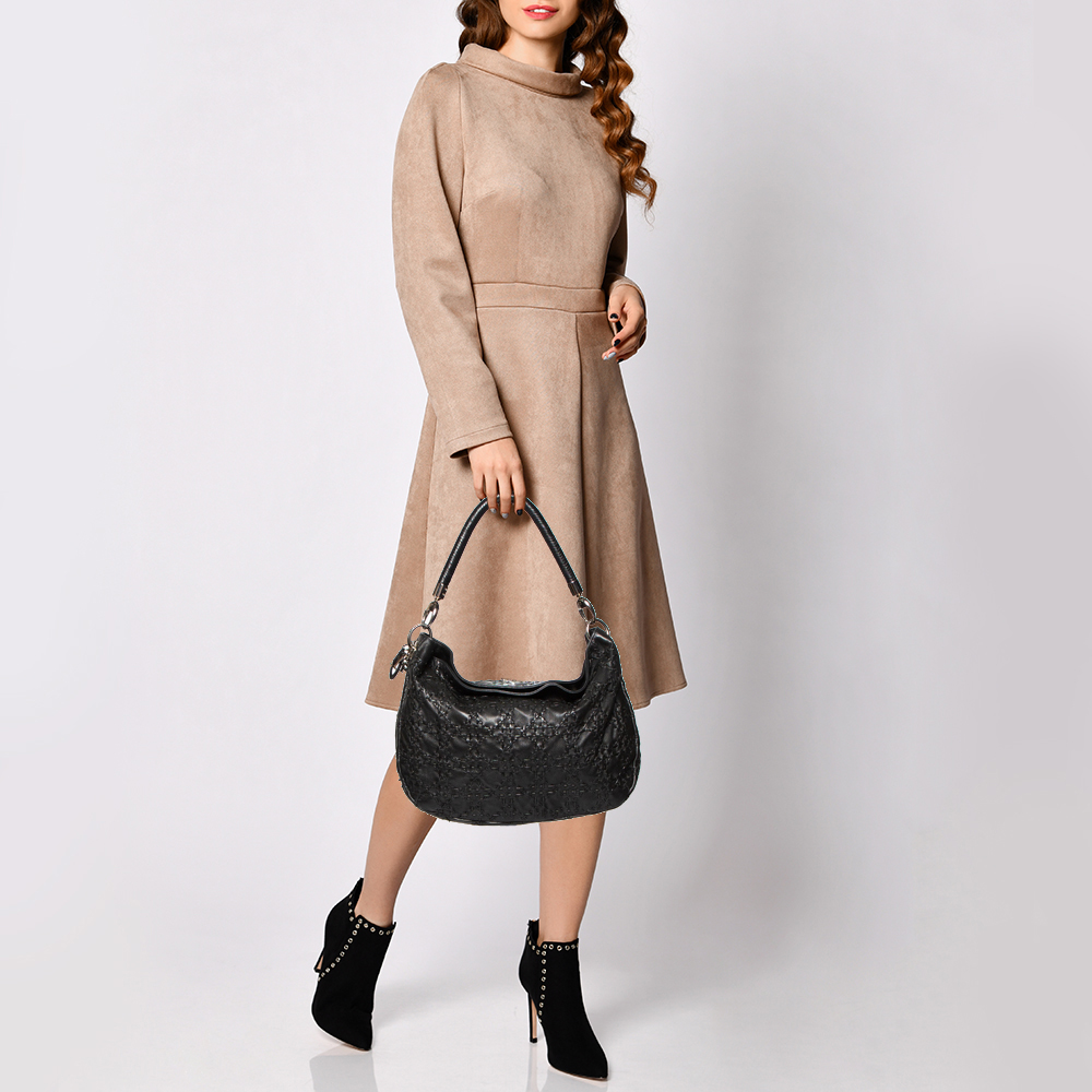 

Dior Black Cannage Whipstitch Leather Hobo