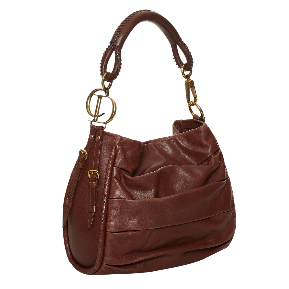 

Dior Brown Lambskin Leather Libertine Hobo Bag