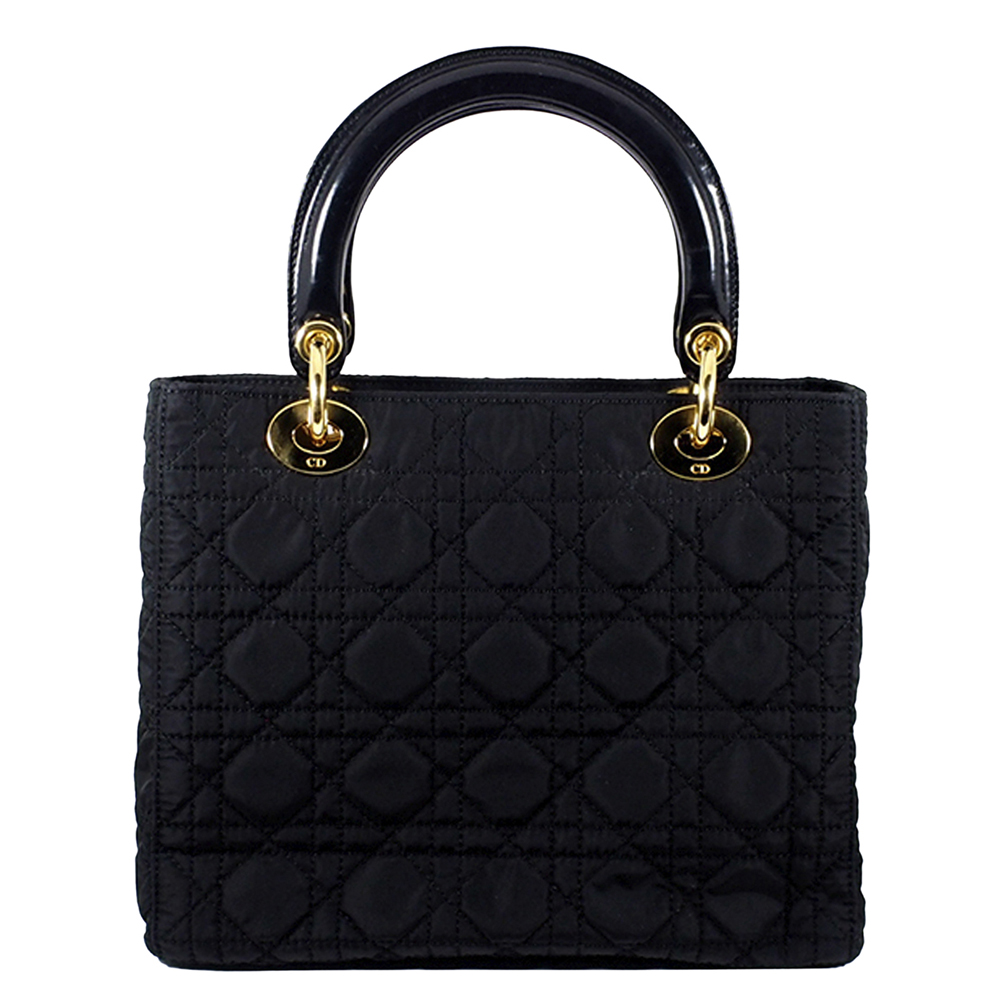 

Dior Black Quilted Cannage Nylon Vintage Lady Dior Bag