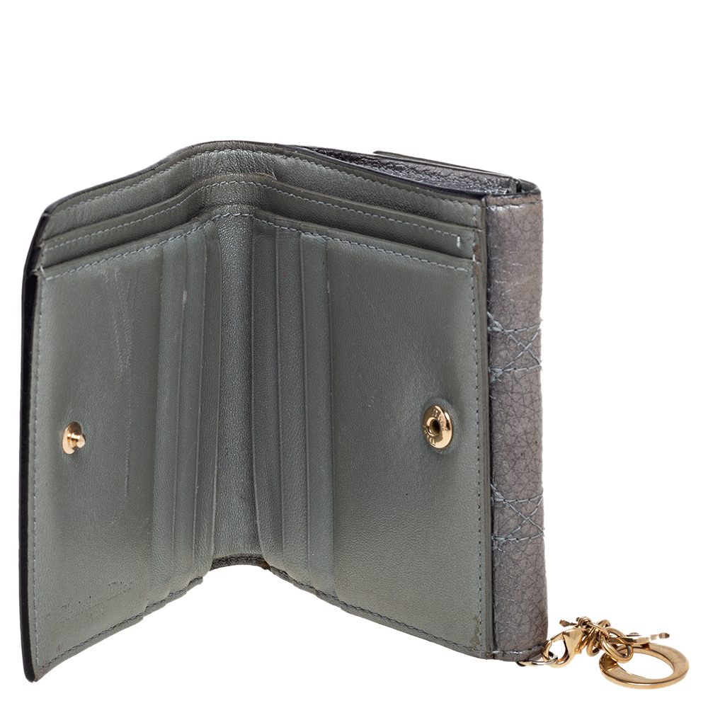 

Dior Metallic Cannage Leather Lady Dior French Wallet
