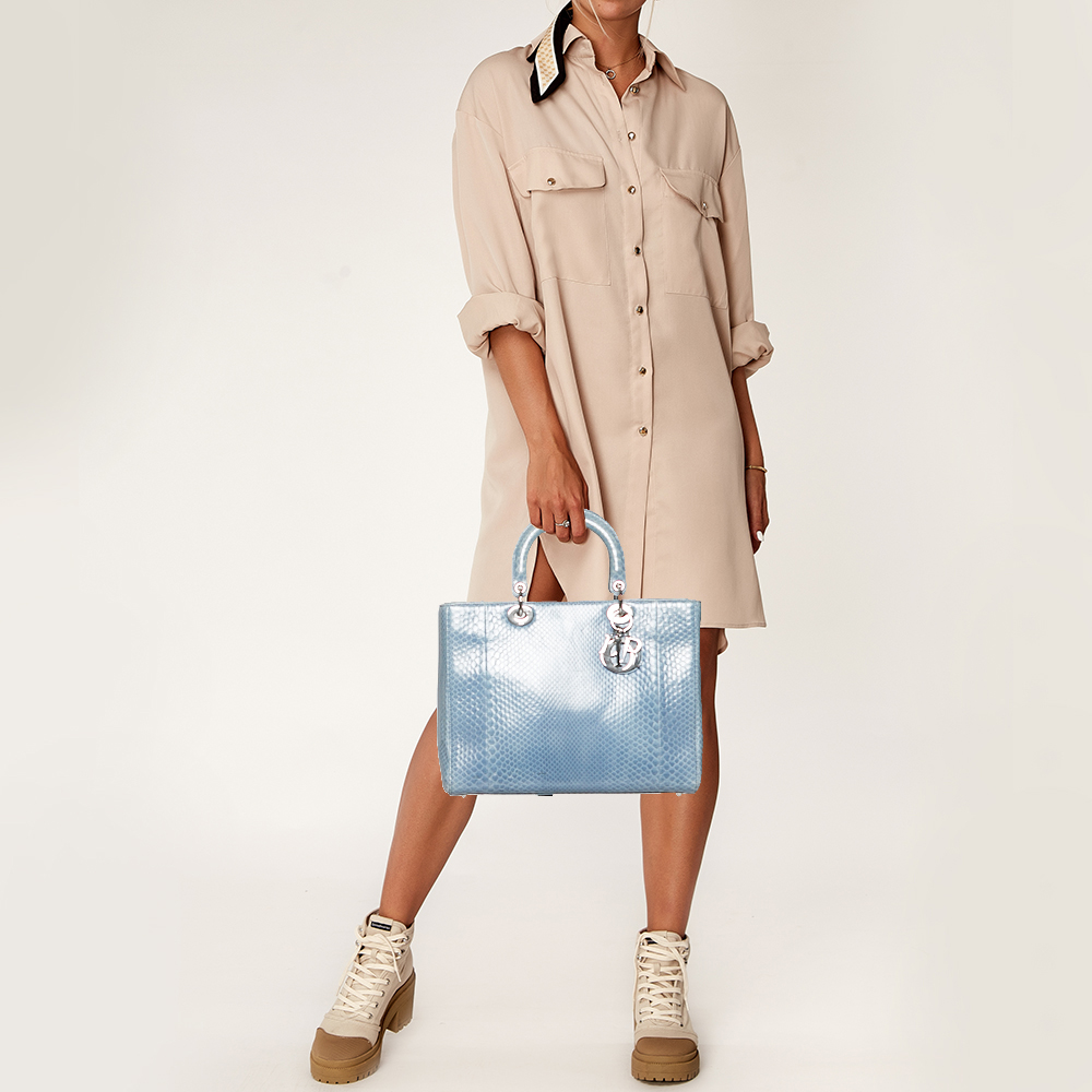 

Dior Blue Python Large Lady Dior Tote