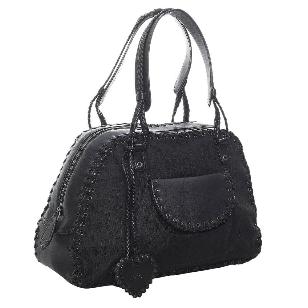 

Dior Black Jacquard Ethnic Zipped Tote Bag