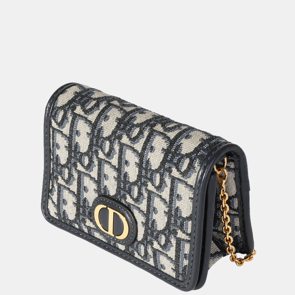 

Dior Blue Leather Oblique Jacquard Nano 30 Montaigne Shoulder Bag, Beige